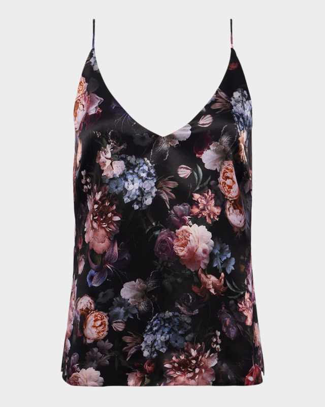 Gabriella V-Neck Floral Silk Tank Top